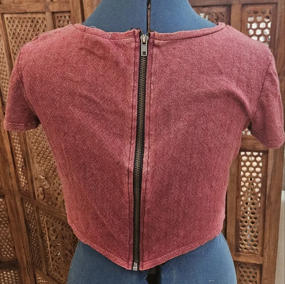 Silence + Noise Pink Crop T-Shirt Short Sleeve - Picture 2 of 3